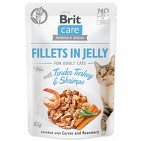 Kapsička Brit Care Cat krůta a krevety, filety v želé 85g-KS