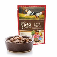 Sam's Field True Meat Beef with Veal, Carrot & Lingonberry, šťavnaté masové kapsičky hovězí s telecím, mrkví a brusinkami pro psy, 260 g (superprémiové kapsičky pro psy)